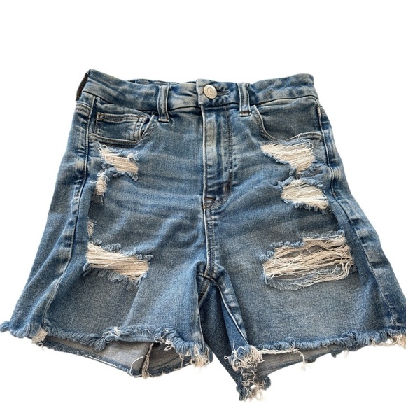 American Eagle Outfitters Pants - American Eagle Curvy Hi Rise Shortie Shorts Size 4 Next Level Stretch Distressed